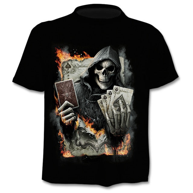 Skull graphic T-shirt horror men's T-shirt 3D fashion tops summer T-shirt men's O-neck shirt boy clothing plus size streetwear