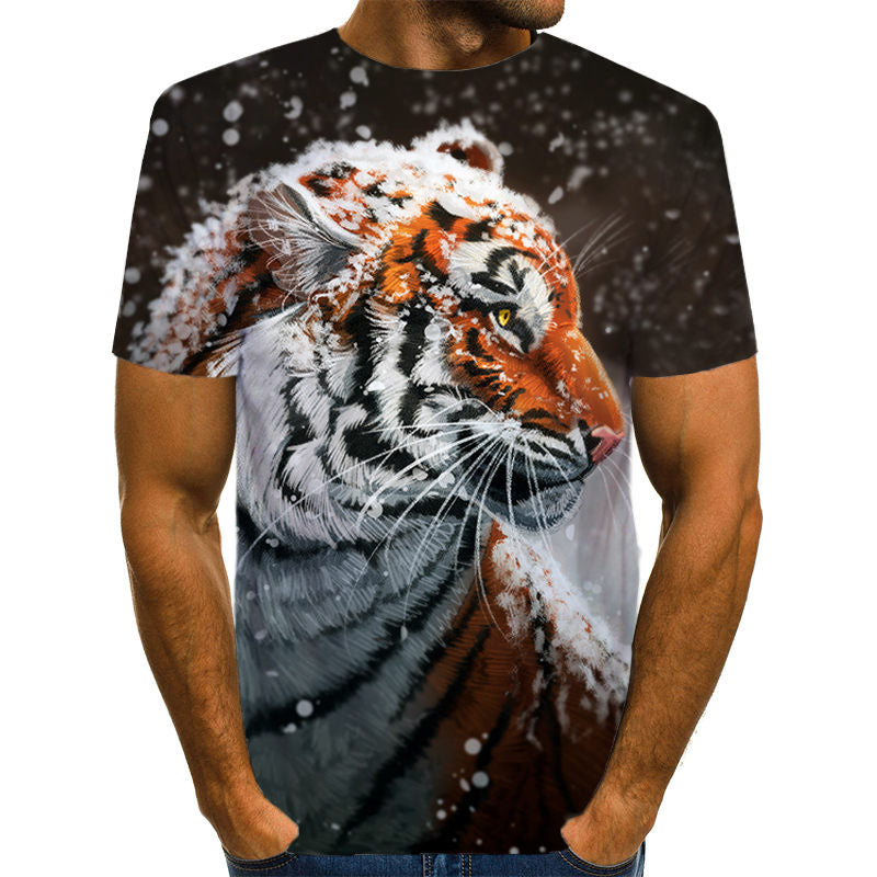 Snow Tiger T Shirt Men Animal Tshirt Sex Funny T Shirts Slim 3d Print T-shirt Hip Hop Tee Cool Mens Clothing New Summer Top