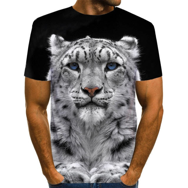 Snow Tiger T Shirt Men Animal Tshirt Sex Funny T Shirts Slim 3d Print T-shirt Hip Hop Tee Cool Mens Clothing New Summer Top