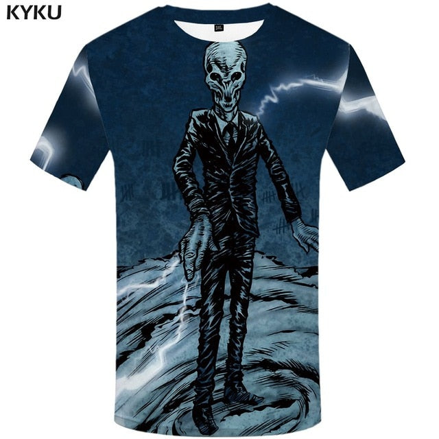 Skull T shirt Men Metal Tshirt Printed Rose Anime Clothes War Shirt Print Harajuku T-shirts 3d Mens Clothing