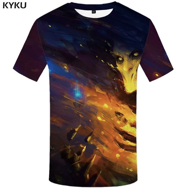 Skull T shirt Men Metal Tshirt Printed Rose Anime Clothes War Shirt Print Harajuku T-shirts 3d Mens Clothing