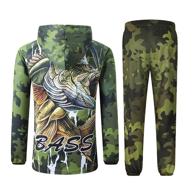 Fishing t Shirts Anti UV Sun Protection Long Sleeve mens Camouflage Fishing Jacket Set Shirt Clothing Clothes Big