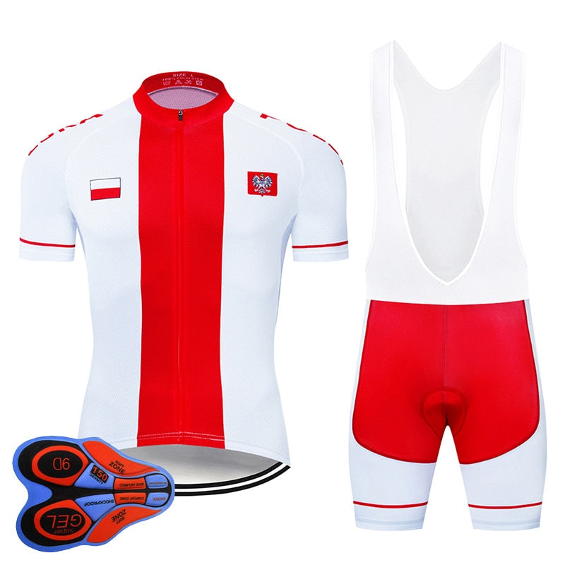 Team Poland Cycling Clothing 9D Set MTB Jersey Bicycle Clothes Ropa Ciclismo Quick Dry Bike Wear Mens Short Maillot Culotte