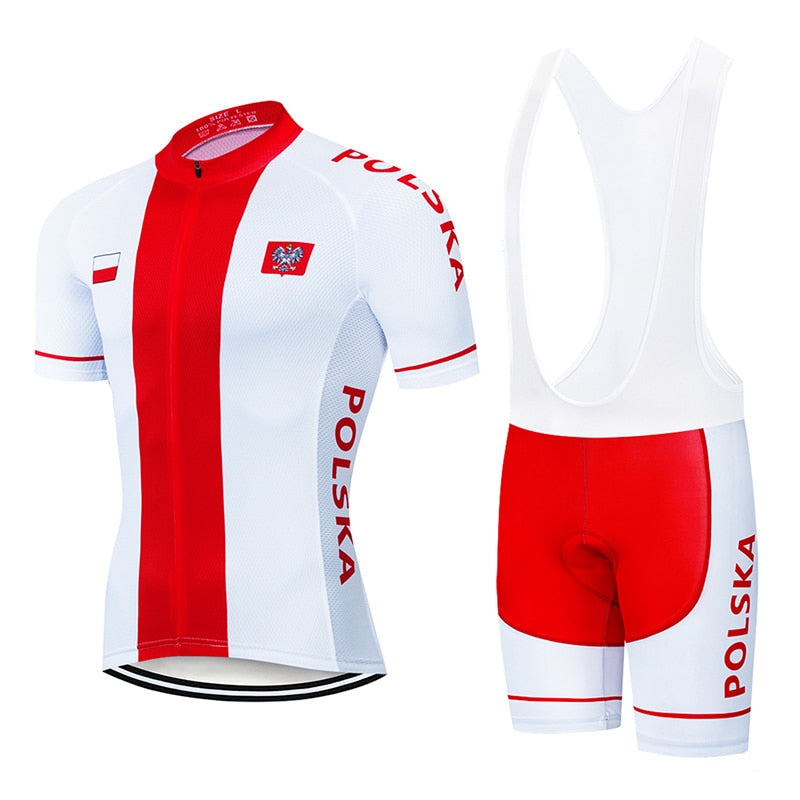 Team Poland Cycling Clothing 9D Set MTB Jersey Bicycle Clothes Ropa Ciclismo Quick Dry Bike Wear Mens Short Maillot Culotte