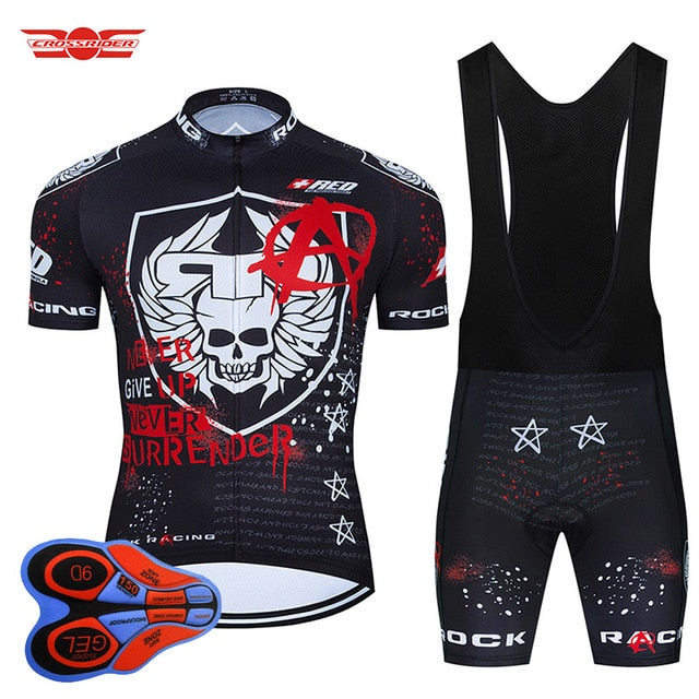Rock Racing Cycling Clothing 9D Bib Set MTB Jersey Black Bicycle Clothes Quick Dry Bike Shirt Men's Short Maillot Culotte