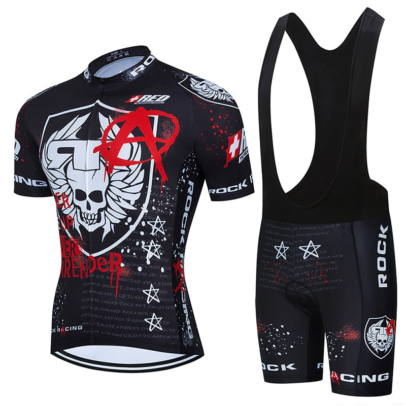Rock Racing Cycling Clothing 9D Bib Set MTB Jersey Black Bicycle Clothes Quick Dry Bike Shirt Men's Short Maillot Culotte