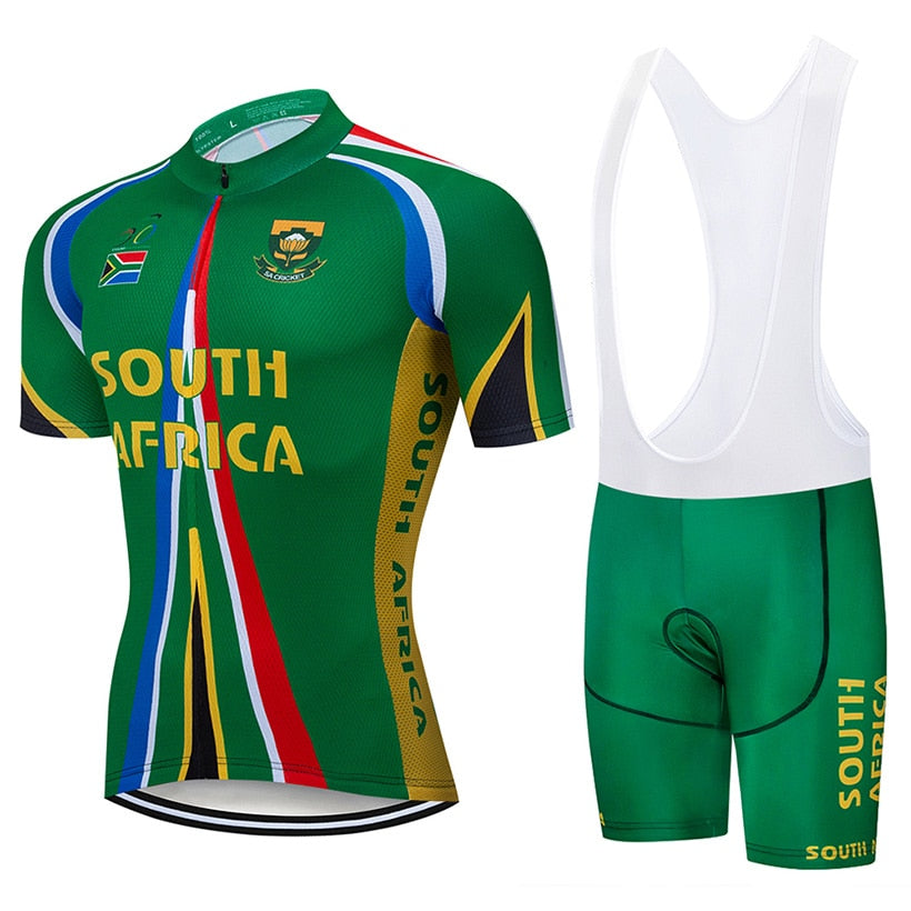 Pro Team SOUTH AFRICA Cycling Clothing 9D Set MTB Uniform Bicycle Clothes Quick Dry Bike Jersey Men's Short Maillot Culotte