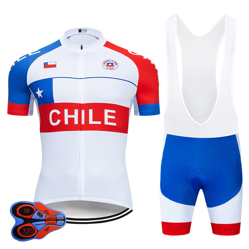 Pro Team CHILE Cycling Clothing 9D Set MTB Uniform Bicycle Clothes Summer Quick Dry Bike Jersey Men's Short Maillot Culotte