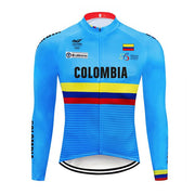 COLOMBIA Cycling Jersey 9D Bib Set MTB Uniform Bike Clothing Quick Dry Bicycle Clothes Mens Long Cycling Wear