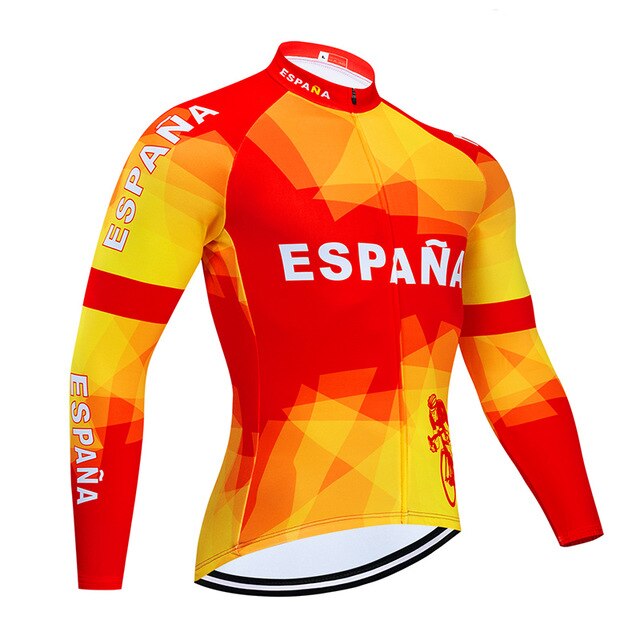 Spring/Autumn ESPANA Cycling Jersey 9D Bib Set MTB Uniform Bike Clothing Quick Dry Bicycle Clothes Men‘s Long Cycling Wear