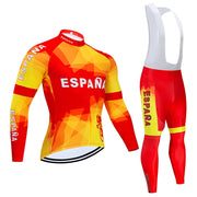 Spring/Autumn ESPANA Cycling Jersey 9D Bib Set MTB Uniform Bike Clothing Quick Dry Bicycle Clothes Men‘s Long Cycling Wear