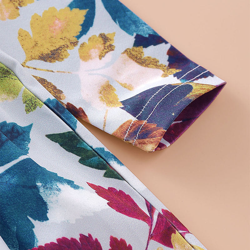 Girls Dress Long Sleeve Maple Leaf Prints Casual Kids Spring Fall Clothing Arrivals A-line Cotton Children Dress